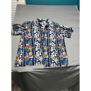 Vintage 90s RJC Hawaiian Shirt‎ Woody Surf Classic Car 2XL Made in USA